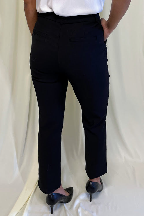Formal Slim High Waist Ankle Pants in Black