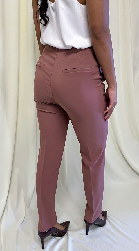 Formal Slim High Waist Ankle Pants in Mauve
